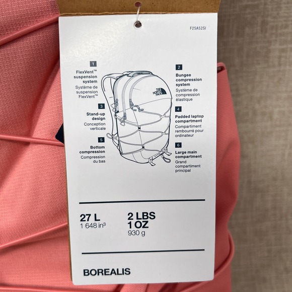The North Face Borealis Backpack Women 27L Terra Cotta Pink Padded Laptop NWT - Picture 3 of 5